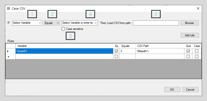 Case CSV interface