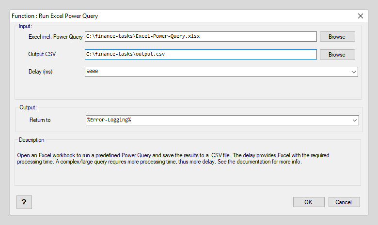 Run Excel Power Query